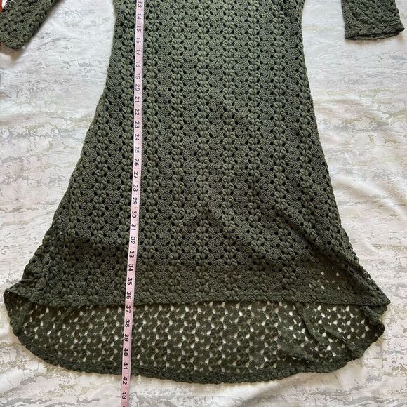 Cynthia Rowley Crochet High Low Fit n Flare Dress Green - Picture 7 of 9
